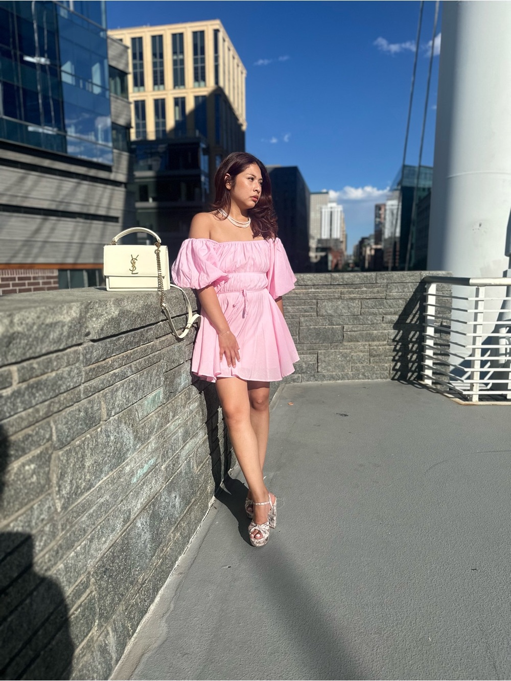 Altar'd State Off-Shoulder Light Pink Mini Dress
